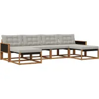 vidaXL Buiten bank set 6 st Naturel en lichtgrijs