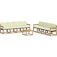 vidaXL Buiten bank set 9 st Wit en crèmekleurig