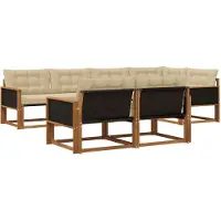 vidaXL Buiten bank set 7 st Natuurlijk en Beige
