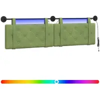 vidaXL Hangend hoofdbord Met LED-verlichting Lichtgroen Fluweel