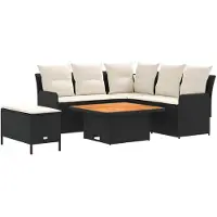 vidaXL Meubelsets 5 st Zwart en Crème PE Riet