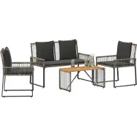 vidaXL Buitenmeubels set 9 st Grijs en Donkergrijs poly rattan