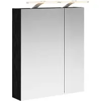 vidaXL Badkamerspiegelkast Zwart Eiken 60 x 14,5 x 70 cm Bewerkt hout