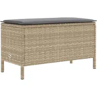 vidaXL Tuin Voetenbank Beige en Lichtgrijs 80 x 38 x 42 cm PE Riet