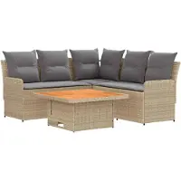 vidaXL Meubelsets 4 st Beige en Lichtgrijs PE Riet