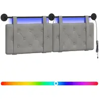 vidaXL Hangend hoofdbord Met LED-verlichting Lichtgrijs Fluweel