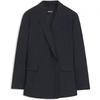BOSS Regular-fit blazer van stretchcrêpe met krijtstrepen