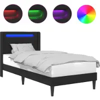 vidaXL Bedframe met LED-stripverlichting Zwart 100 x 200 cm Kunstleer