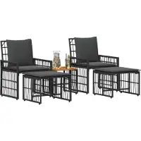 vidaXL Buitenmeubels set 5 st Zwart en Donker Grijs