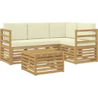 vidaXL Buiten bank set 5 st Wit en crèmekleurig Polyester