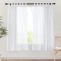 Unyqoos Set van 2 Transparante Witte Gordijnen met Linnenlook en Toplussen