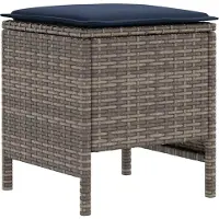 vidaXL 2 st Tuin Voetenbank PE Riet Grijs en Marineblauw