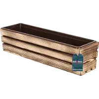 KOTARBAU Houten Plantenbak, Bloembak Hout, 60 x 18 x 15 cm, Rustiek, Balkonbak, met Kunststof Inzetstuk, voor Terras, Balkon, Deko Planten
