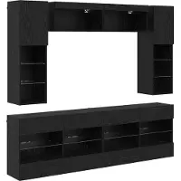 vidaXL Tv Wandkast Set met LED 6 pcs Zwarte Eik Geconstrueerd hout