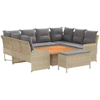 vidaXL Meubelsets 7 st Beige en Lichtgrijs PE Riet