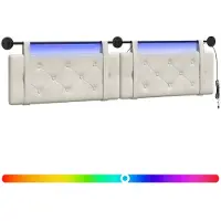 vidaXL Hangend hoofdbord Met LED-verlichting Crèmekleurig Fluweel
