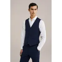 We fashion - Heren Premium Slim fit gilet van wolmix - Slim Fit - Donkerblauw - Maat: 50
