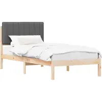 vidaXL Bedframe met Gevoerde Hoofdbord Natuurlijk en Donkergrijs