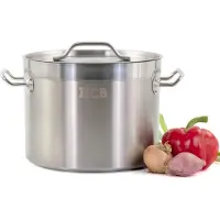 HCB - Professionele Kookpan - 9 liter - Inductie - Gas - Electrisch - Grote RVS / INOX pan - Soeppan - Horeca pannen - Kookpot - Ø25 cm x H18 cm - 2.6 kg - 5091