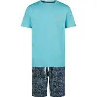 Phil&Co. Pyjama kort ' Classics ' turquoise / donkerblauw