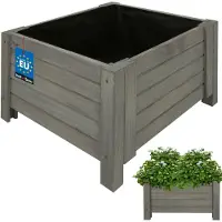 KOTARBAU Houten Plantenbak, Kiefernhout, 50 x 50 x 30 cm, Antraciet, Houten Bloembak, Plantenbak voor Buiten, met Vlies, voor Tuin, Terras, Balkon