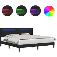 vidaXL Bedframe met LED-stripverlichting Zwart 200 x200 cm Kunstleer