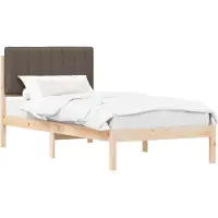 vidaXL Bedframe met Gevoerde Hoofdbord Natuurlijk en Taupe 90 x 200 cm
