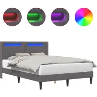 vidaXL Bedframe met LED-stripverlichting Grijs 120 x 200 cm Kunstleer