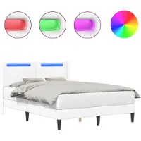 vidaXL Bedframe met LED-stripverlichting Wit 140 x 200 cm Kunstleer