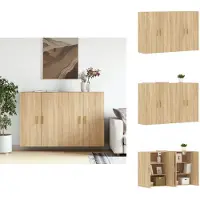 vidaXL Wandkast - Wandkasten - Hangkast - Hangende Kast - Hangkasten 2 st bewerkt hout sonoma eikenkleurig