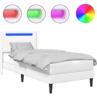 vidaXL Bedframe met LED-stripverlichting Wit 90 x 190 cm Kunstleer