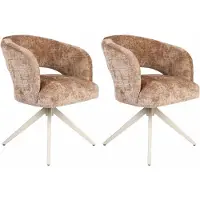Starfurn Eetkamerstoel Demi | Cinnamon | Poot Sand | Met armleuning - eetkamerstoelen set van 2