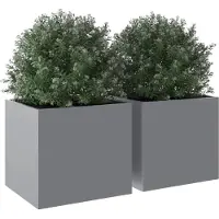 vidaXL Plantenbakken 2 st 32x30x29 cm gegalvaniseerd staal zilverkleur