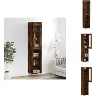 vidaXL Hoge Kast - Hoge Kasten - Hoge Kast Met Lade - Kast - Hoge kast 34,5x34x180 cm bewerkt hout gerookt eikenkleurig
