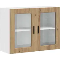 vidaXL Keukenbovenkast met glazen deur Porto artisanaal eikenkleur