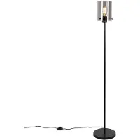 QAZQA Design vloerlamp zwart met smoke glas - Dome