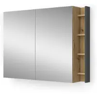 Vicco Edelin Badkamerspiegelkast – 100 x 75 cm met planken Ambachtelijk