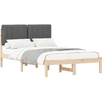 vidaXL Bedframe met Gevoerde Hoofdbord Natuurlijk en Donkergrijs