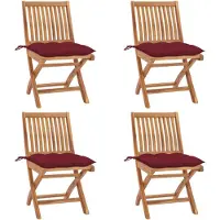vidaXL Tuinstoelen 4 st inklapbaar met kussens massief teakhout