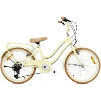 Sun baby Heart Bike Fiets voor een meisje van 6 tot 10 jaar, 20 inch, 6 versnellingen Shimano, kinderfiets in hoogte verstelbaar (Butter Yellow)