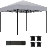 Outsunny Pavillon Metall, Polyester Hellgrau