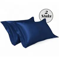 Beauty Silk - Kussenslopen - 60x70 - 2 stuks - Glans Satijn - Navy