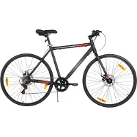 Happiq Racefiets – Voor heren en dames – Lichtgewicht aluminium frame, 7 versnellingen, dubbele schijfrem – Zwart, 71 cm