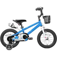 Happiq Kinderfiets – Voor kinderen van 3-12 jaar – Met oplichtende zijwieltjes – Blauw, 36 cm