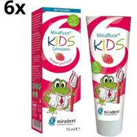 Miradent Mirafluor Kids Tandpasta Framboos - 0-6 jaar - 6 x 75 ml