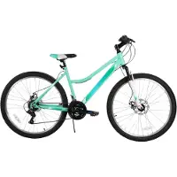 Happiq Dames mountainbike – Voor recreatief gebruik / MTB-liefhebbers – 18 versnellingen, voorvorkvering, dubbele mechanische schijfremmen – Aluminium, groen, 66 cm
