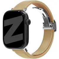 Bandz Apple Watch leren bandje D-Type - horlogebandje geschikt voor Apple Watch 1/2/3/4/5/6/7/8/9/10/11/SE/Ultra (2) (38/40/41/42mm) - crème