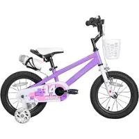 Happiq Kinderfiets – Voor kinderen van 3-12 jaar – Met oplichtende zijwieltjes – Paars, 41 cm