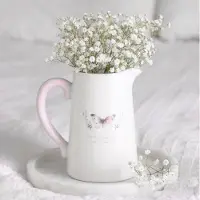 Something Different - White Butterfly Print Ceramic Bloemenkan - Multicolours