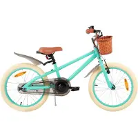 Happiq Meisjesfiets – Voor kinderen – Met zijwieltjes, handrem, coasterrem en mandje – Groen, 41 cm
